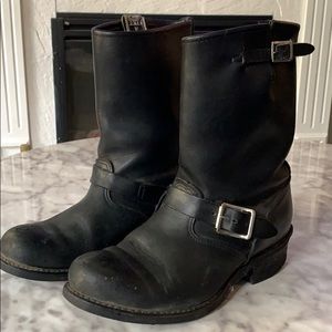FRYE engineer 12R black leather boots 7.5